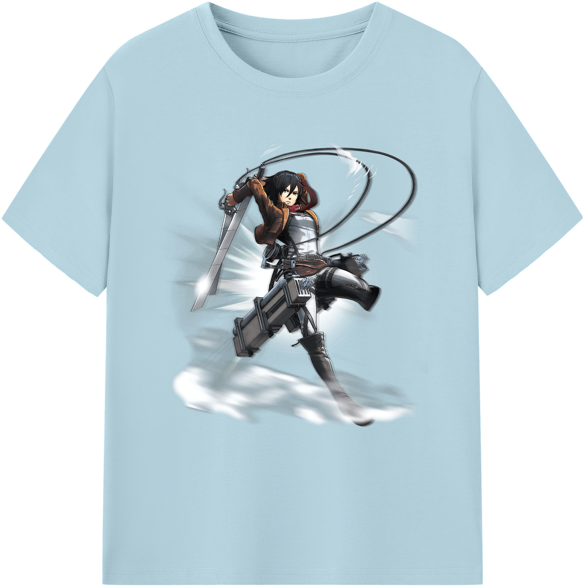 （画像用） 進撃の巨人 ミカサ·アッカーマン Attack on Titan Mikasa Ackerman 綿100％半袖Tシャツ（フロントプリント）